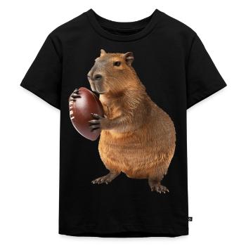 Capybara Fußball - Kinder Premium Bio T-Shirt - Schwarz - Vorne - Mikhail (115cm)