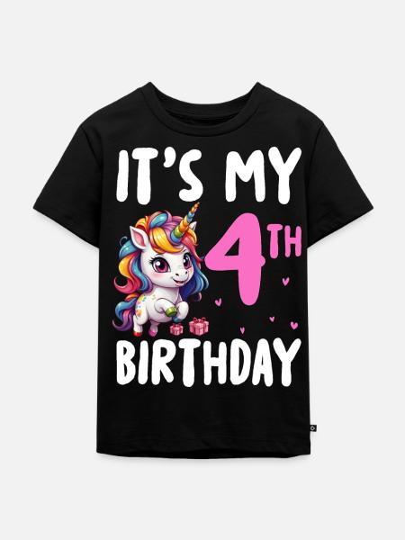 It's My 4th Birthday - Kids Premium Organic T-Shirt - black