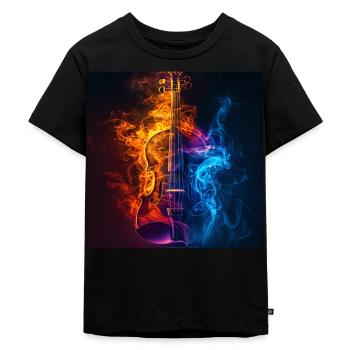 Violine - Kinder Premium Bio T-Shirt - Schwarz - Vorne - Mikhail (115cm)