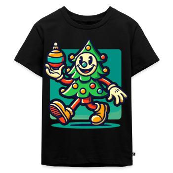 Merry Retro Christmas Tree Cartoon - Kids Premium Organic T-Shirt - black - Front - Mikhail (115cm)