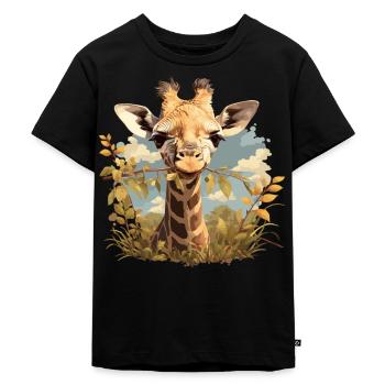 Giraffen Giraffe - Kinder Premium Bio T-Shirt - Schwarz - Vorne - Mikhail (115cm)