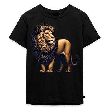 Conception vectorielle de lion majestueux - T-shirt Premium bio Enfant - noir - Devant - Mikhail (115cm)