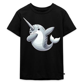 Narval, Baleine, Créature Marine, Licorne, Océan - T-shirt Premium bio Enfant - noir - Devant - Mikhail (115cm)