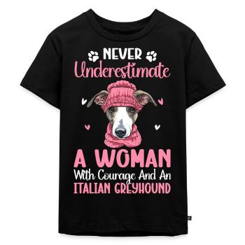 Mrs. Courage Italian Greyhound Dog Lover - Kids Premium Organic T-Shirt - black - Front - Mikhail (115cm)