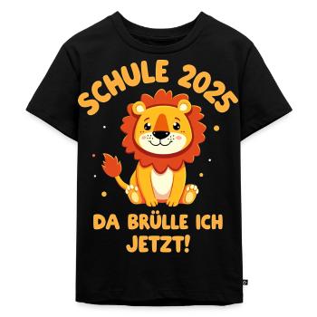 Junge Einschulung - Schulkind 2025" - Kinder Premium Bio T-Shirt - Schwarz - Vorne - Mikhail (115cm)