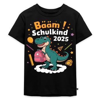 Schulkind 2025 Einschulung Schulanfang - Kinder Premium Bio T-Shirt - Schwarz - Vorne - Mikhail (115cm)