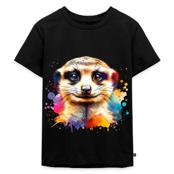 Stokstaartje - Kinderen Premium Bio T-shirt - zwart - Voor - Mikhail (115cm)