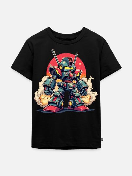 Roboter, Digitale Kunst - Kinder Premium Bio T-Shirt - Schwarz