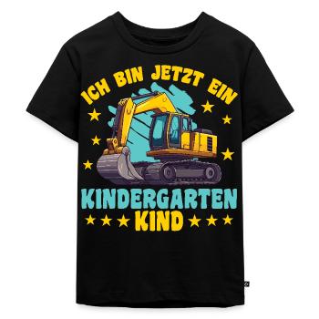 ich bin ein Kindergartenkind Kindergarten Bagger - Kinder Premium Bio T-Shirt - Schwarz - Vorne - Mikhail (115cm)