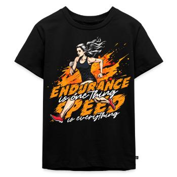 Sprint Leichtathletik Sprinten - Kinder Premium Bio T-Shirt - Schwarz - Vorne - Mikhail (115cm)