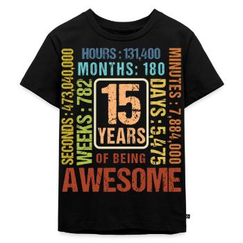 15 years old! Birthday Gift 15th Birthday - Kids Premium Organic T-Shirt - black - Front - Mikhail (115cm)