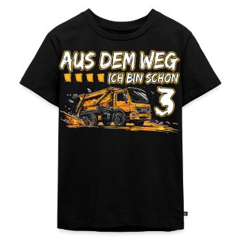 3. Geburtstag drei Jahre Müllauto - Kinder Premium Bio T-Shirt - Schwarz - Vorne - Mikhail (115cm)