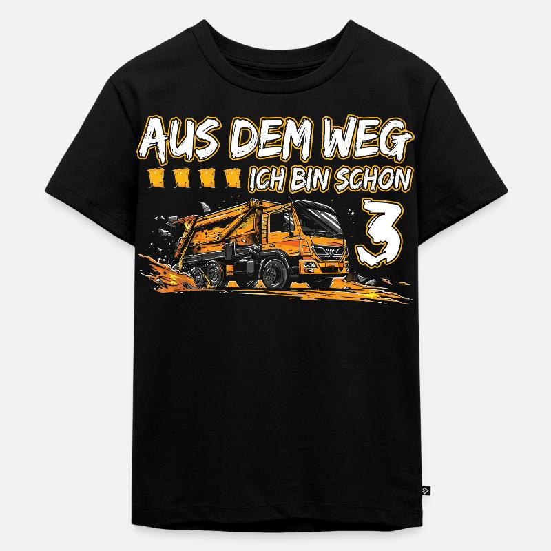 3. Geburtstag drei Jahre Müllauto - Kinder Premium Bio T-Shirt - Schwarz