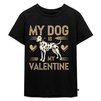 My Dog Is My Valentine | Dalmatian Valentine's Day - Kids Premium Organic T-Shirt - black - Front - Mikhail (115cm)