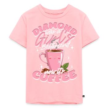 Valentinstag Freundin Kaffee - Kinder Premium Bio T-Shirt - Rosa - Vorne - AI Model Kid Female (0cm)