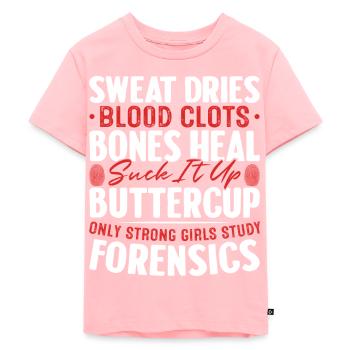 La sueur sèche Le sang Caillots Les os guérissent Drôle - T-shirt Premium bio Enfant - rose - Devant - AI Model Kid Female (0cm)
