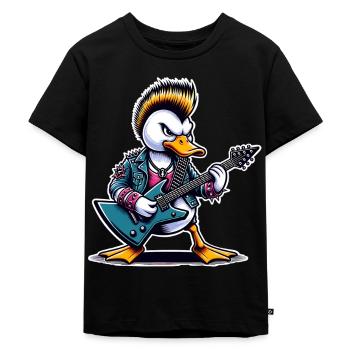 Ente Rock and Roll Gitarrist - Kinder Premium Bio T-Shirt - Schwarz - Vorne - Mikhail (115cm)