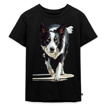 Border Collie - Kinder Premium Bio T-Shirt - Schwarz - Vorne - Mikhail (115cm)