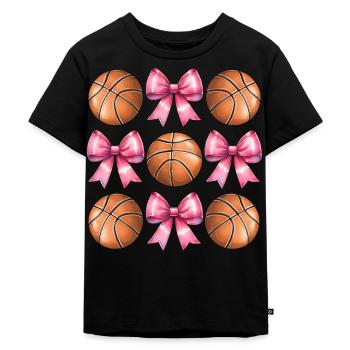 Coquette Bogen Basketball Spieler Mütter Tag Rosa - Kinder Premium Bio T-Shirt - Schwarz - Vorne - Mikhail (115cm)