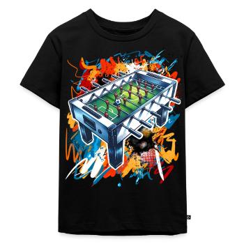 Tischkicker Tischfußball - Kinder Premium Bio T-Shirt - Schwarz - Vorne - Mikhail (115cm)