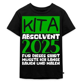 Abschied Kindergarten 2025 Geschenk Mädchen Jungen - Kinder Premium Bio T-Shirt - Schwarz - Vorne - Mikhail (115cm)