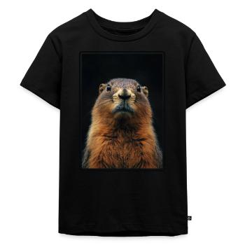 Murmeltiere Murmeltier - Kinder Premium Bio T-Shirt - Schwarz - Vorne - Mikhail (115cm)