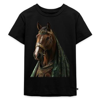 Pferd - Kinder Premium Bio T-Shirt - Schwarz - Vorne - Mikhail (115cm)