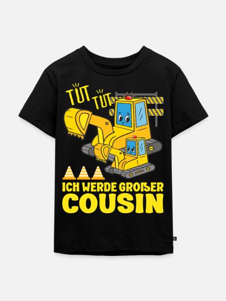 Ich Werde Großer Cousin 2026 Bagger bald Großer - Kinder Premium Bio T-Shirt - Schwarz