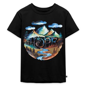 Hoffnung Auf Den Wanderwegen In Der Landschaft - Kinder Premium Bio T-Shirt - Schwarz - Vorne - Mikhail (115cm)