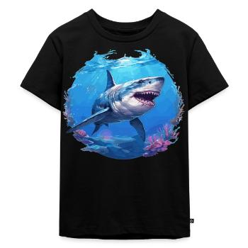 Haie Hai - Kinder Premium Bio T-Shirt - Schwarz - Vorne - Mikhail (115cm)