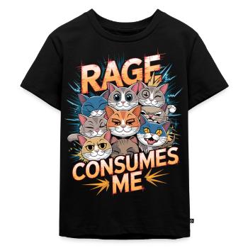 Rage Consumes Me Cat - Kids Premium Organic T-Shirt - black - Front - Mikhail (115cm)