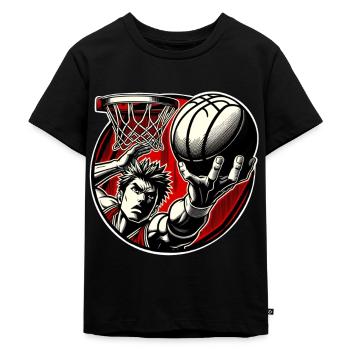Basketball Basketballer - Kinder Premium Bio T-Shirt - Schwarz - Vorne - Mikhail (115cm)