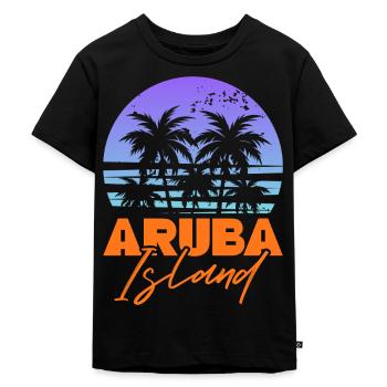 Aruba Caribbean Summer Ocean Beach Gift - Kids Premium Organic T-Shirt - black - Front - Mikhail (115cm)