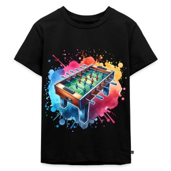 Tischkicker Tischfußball - Kinder Premium Bio T-Shirt - Schwarz - Vorne - Mikhail (115cm)