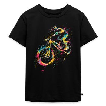 Mountainbiken - Kinder Premium Bio T-Shirt - Schwarz - Vorne - Mikhail (115cm)