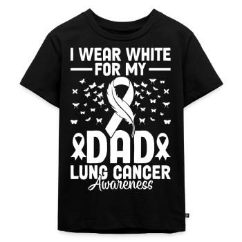 Ich trage Weiß für meinen Vater Weißes Band Lungenkrebs - Kinder Premium Bio T-Shirt - Schwarz - Vorne - Mikhail (115cm)