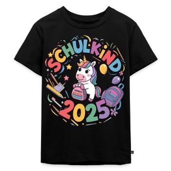 Schulkind 2025 Einschulung Schulanfang - Kinder Premium Bio T-Shirt - Schwarz - Vorne - Mikhail (115cm)