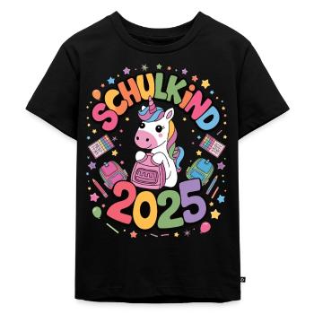 Schulkind 2025 Einschulung Schulanfang - Kinder Premium Bio T-Shirt - Schwarz - Vorne - Mikhail (115cm)
