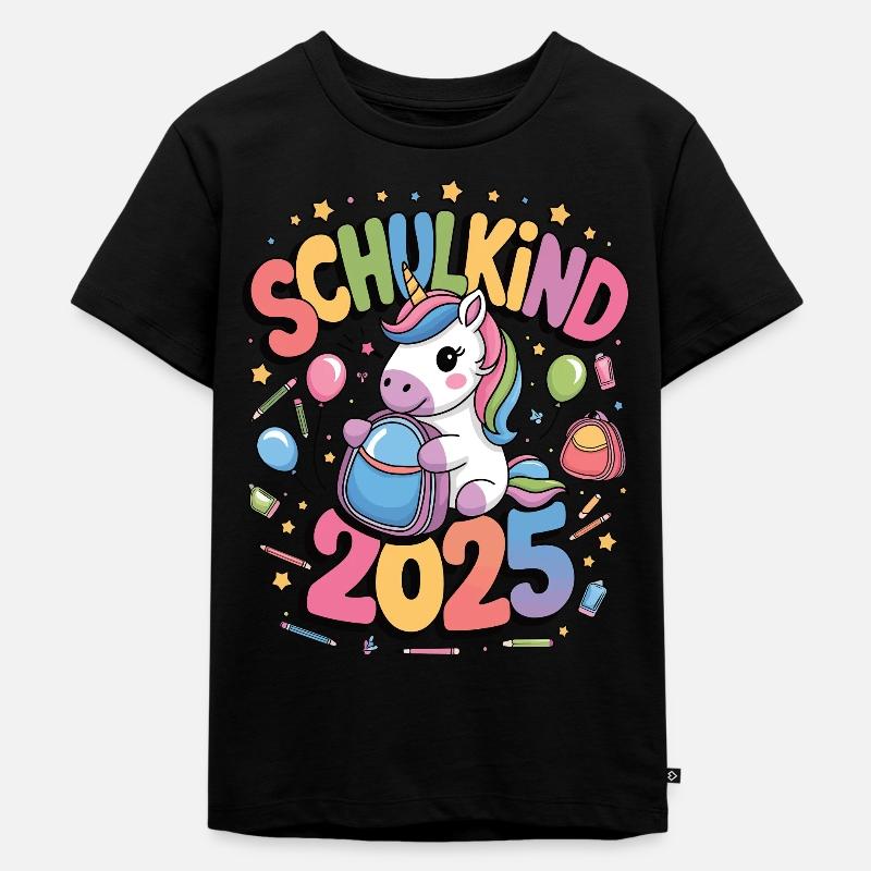 Schulkind 2025 Einschulung Schulanfang - Kinder Premium Bio T-Shirt - Schwarz