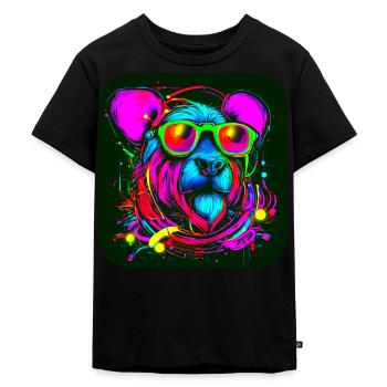 Neon Style Bär Leuchtreklame Glow - Kinder Premium Bio T-Shirt - Schwarz - Vorne - Mikhail (115cm)