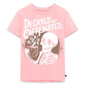 Death Decaf Dark Humor Funny Skeleton Coffee Lover - Kids Premium Organic T-Shirt - rose - Front - AI Model Kid Female (0cm)