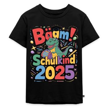 Schulkind 2025 Einschulung Schulanfang - Kinder Premium Bio T-Shirt - Schwarz - Vorne - Mikhail (115cm)