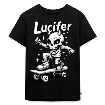 Skater Skeleton Lucifer Devilishly cool on the road - Kids Premium Organic T-Shirt - black - Front - Mikhail (115cm)