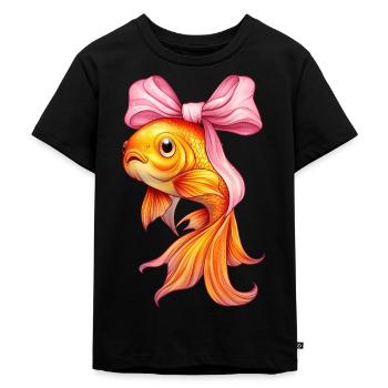 Coquette Bogen Goldfisch Fisch Mama Muttertag rosa - Kinder Premium Bio T-Shirt - Schwarz - Vorne - Mikhail (115cm)