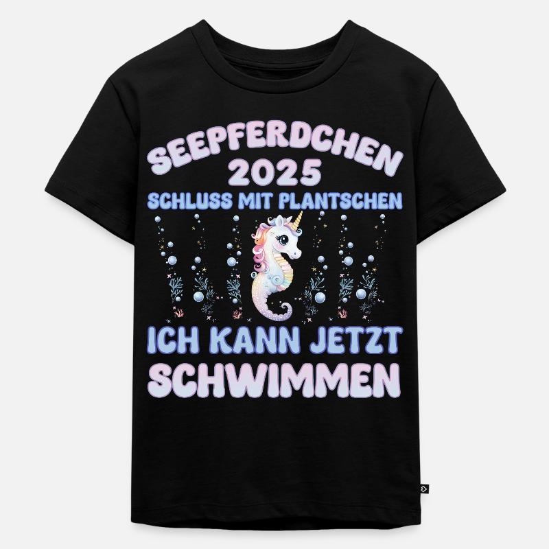 Seepferdchen bestanden 2025 Kinder Geschenkidee - Kinder Premium Bio T-Shirt - Schwarz
