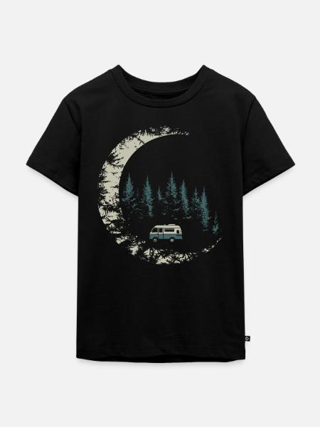 Camper im Mondlicht - Kinder Premium Bio T-Shirt - Schwarz