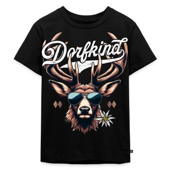 Dorfkind T-Shirt Herren Damen Dorfkinder Shirt - Kinder Premium Bio T-Shirt - Schwarz - Vorne - Mikhail (115cm)
