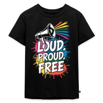 Fort, fier, gratuit Megafon Rainbow - T-shirt Premium bio Enfant - noir - Devant - Mikhail (115cm)