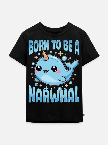 Narwhal Chibi Kawaii - Kinder Premium Bio T-Shirt - Schwarz