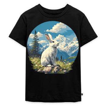 Hasen Hase - Kinder Premium Bio T-Shirt - Schwarz - Vorne - Mikhail (115cm)